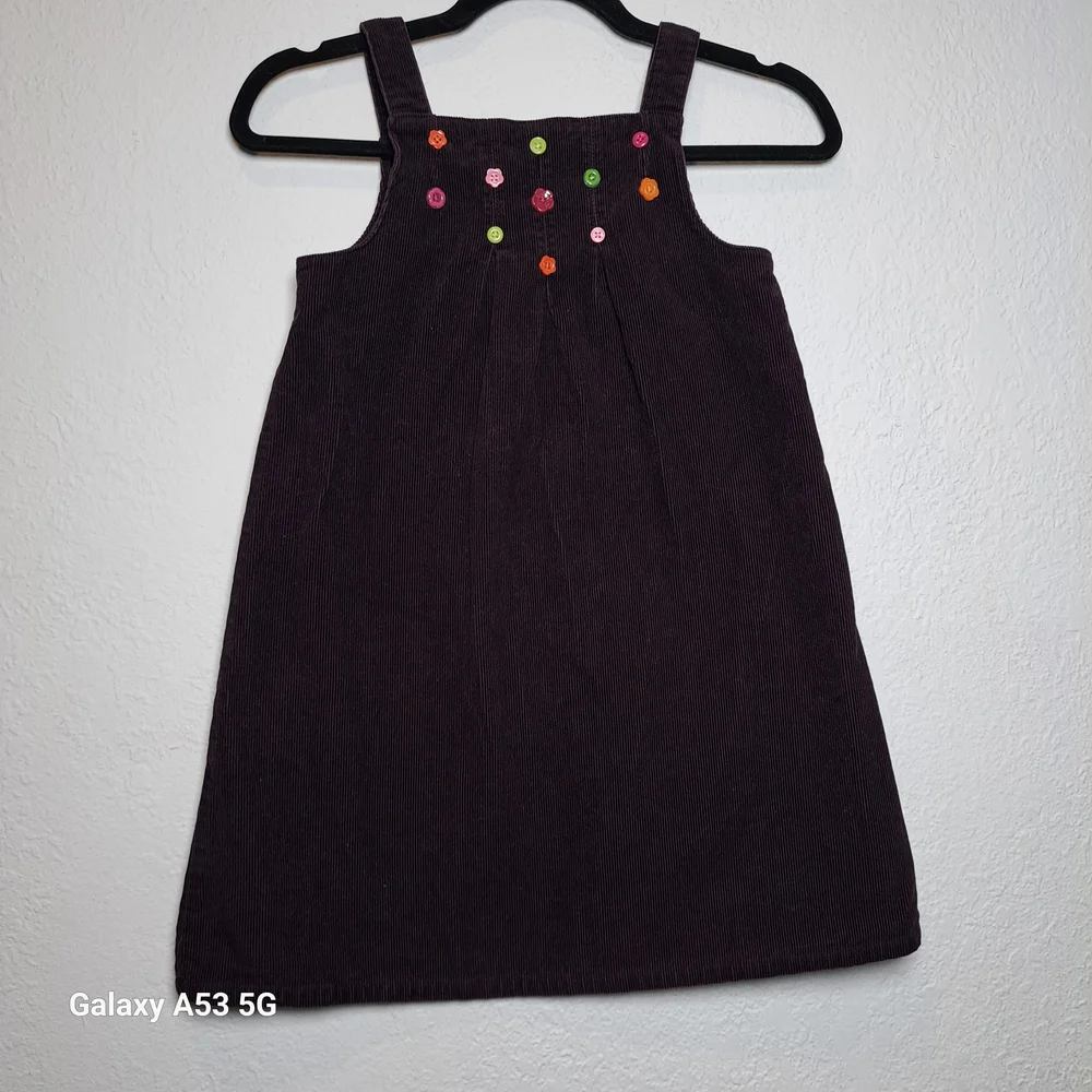 Gymboree Purple Corduroy Dress with Colorful Floral Details VTG Y2K